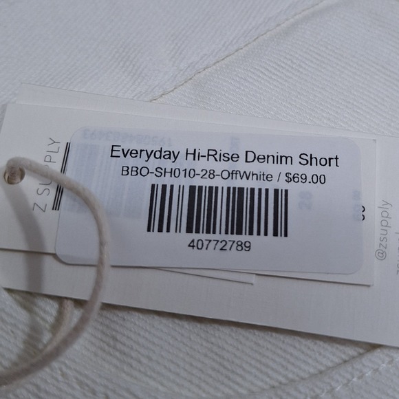 New ZSupply Everyday Hi-Rise Denim Jean Shorts Sz 28 Off White Distressed Cutoff - Picture 3 of 9
